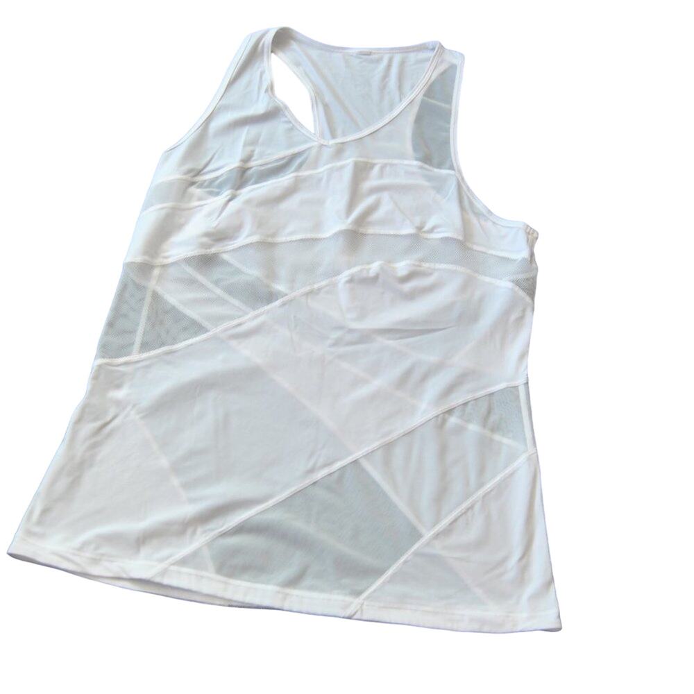 Lululemon Mesh Pattern Tank Top White Size: Medium/Large Fit